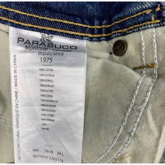 PARASUCO Men's Blue Mike Fit Destroyed Medium Rise Classic Slim Jeans 38 x 34 - Picture 14 of 14